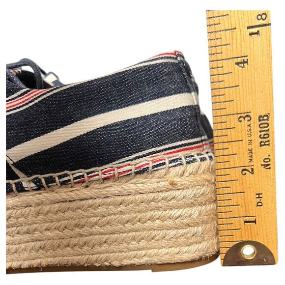 Tory Burch Striped Platform Espadrille Lace Up Shoes Style 8099 - Size 6.5M - Picture 10 of 12